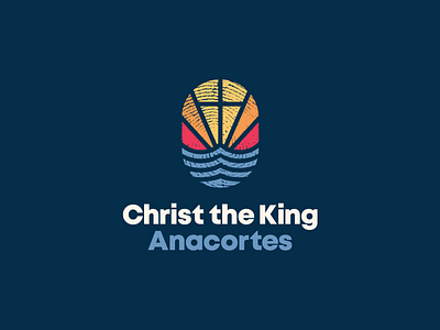 CTK Logo branding christ christ the king church colorful graphic design jesus logo design mont heavy ocean pacific northwest pnw rebranding religious sunrise sunset texture thick lines thumbprint waves