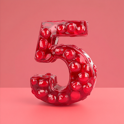 Number 5 cherry jam 3d ai font graphic design number