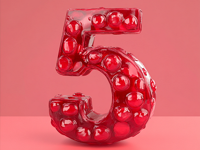 Number 5 cherry jam 3d ai font graphic design number