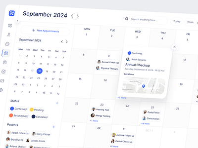 Xenity Health - Appointment Medical Dashboard appointment appointment medical dashboard calendar dashboard health health dashboard medical medical dashboard schedule schedule dashboard uiux web design widget xenity xenity dashboard xenitydashboard