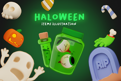 3D Halloween Illustration 3d blender branding graphic design halloween iconpack illustration logo ui