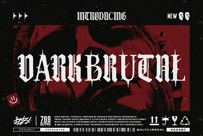 Dark Brutal Typeface blackletter design font fonts letteing typeface vintage