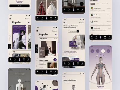 Shopping App design for wedding gowns with AR technology graphic design illustration ui ux