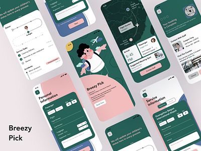 Airport pickup UI design for unaccompanied minors design illustration ui