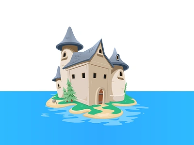 Tiny Castle Island drawing illustration sketch spot illustration vector