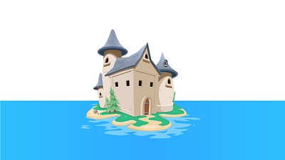 Tiny Castle Island drawing illustration sketch spot illustration vector