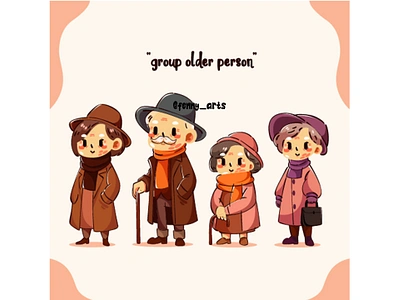 Group Cute International Day of the Older Person Illustration adult aged background campaign cartoon celebration character collection community cute day elder elderly event generation holiday older person senior set