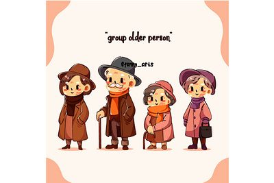 Group Cute International Day of the Older Person Illustration adult aged background campaign cartoon celebration character collection community cute day elder elderly event generation holiday older person senior set