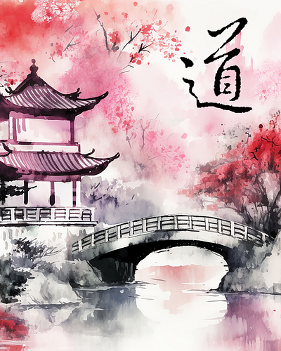 Dao 道 Chinese calligraphy art Chinese ink painting background chinese calligraphy chinese painting design poster