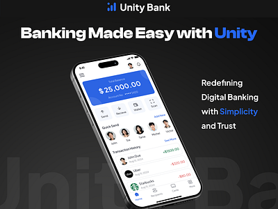 Unity - Banking App and Branding appdesign banking app banking solution bankingappdesign bankingsolutions clean app ui fintech trending design uxcasestudy