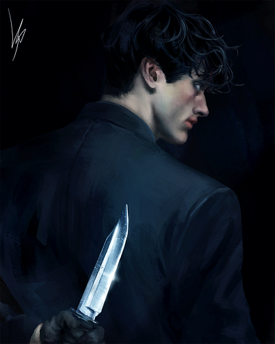 Killer characterdesign conceptart digitalart digitalpainting fineart illust illustration knife male oc portrait