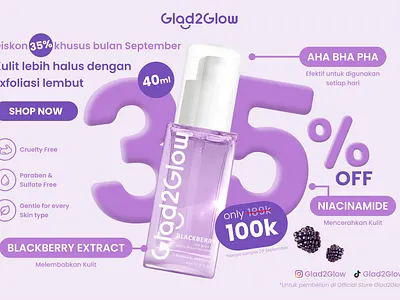 Skincare Banner Glad2Glow banner brand branding colors design product discount exfoliating flayer graphic design layout logo poster product skincare