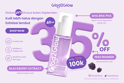 Skincare Banner Glad2Glow banner brand branding colors design product discount exfoliating flayer graphic design layout logo poster product skincare