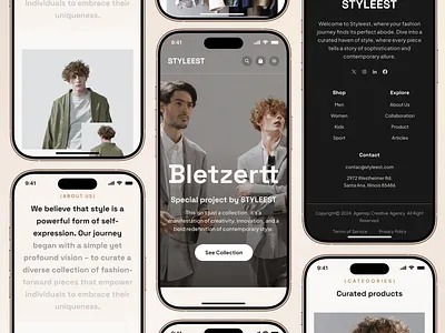 Styleest - Fashion Landing Page brand clean clothing design e commerce fashion framer landing page layout marketplace minimal mockup model responsice shopify template typography ui ux website