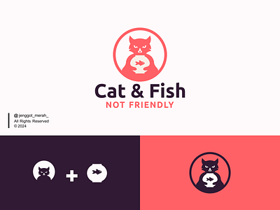 Cat & Fish Logo Design animal awesome branding cartoon cat cute design fish head icon identity inspirations kitty logo mark mascot pet symbol vector vet