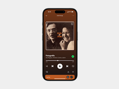 Day 9 - Music Player #DailyUI antonio carlos jobim dailyui elis regina ios lightmode music app music player pause spotify tech company ui ux