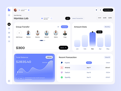 Finance Dashboard UI/UX application bank card clean currency dashboard finance finance webdesign financial fintech homieslab modern money money transfer payment product design saas startup uiux webapp