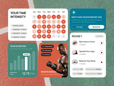 Mobile Fitness Component clean component design exercise exercise app fitness fitness app gym ios mobile mobile app mobile component mobile design mobile fitness mobile ui ui ui design ux workout workout app