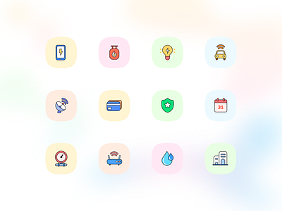 MobiKwik Spot Illustrations app icons bank bill broadband calender credit card electricity finance fintech gas hospital illustration metaphor rewamp safety security spot illustration uiux spot illustrations water wifi