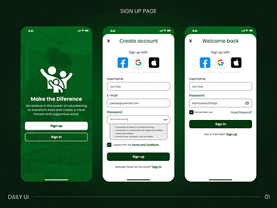 Daily UI 01 | Sign up page app design figma form mobile onboarding sign up ui