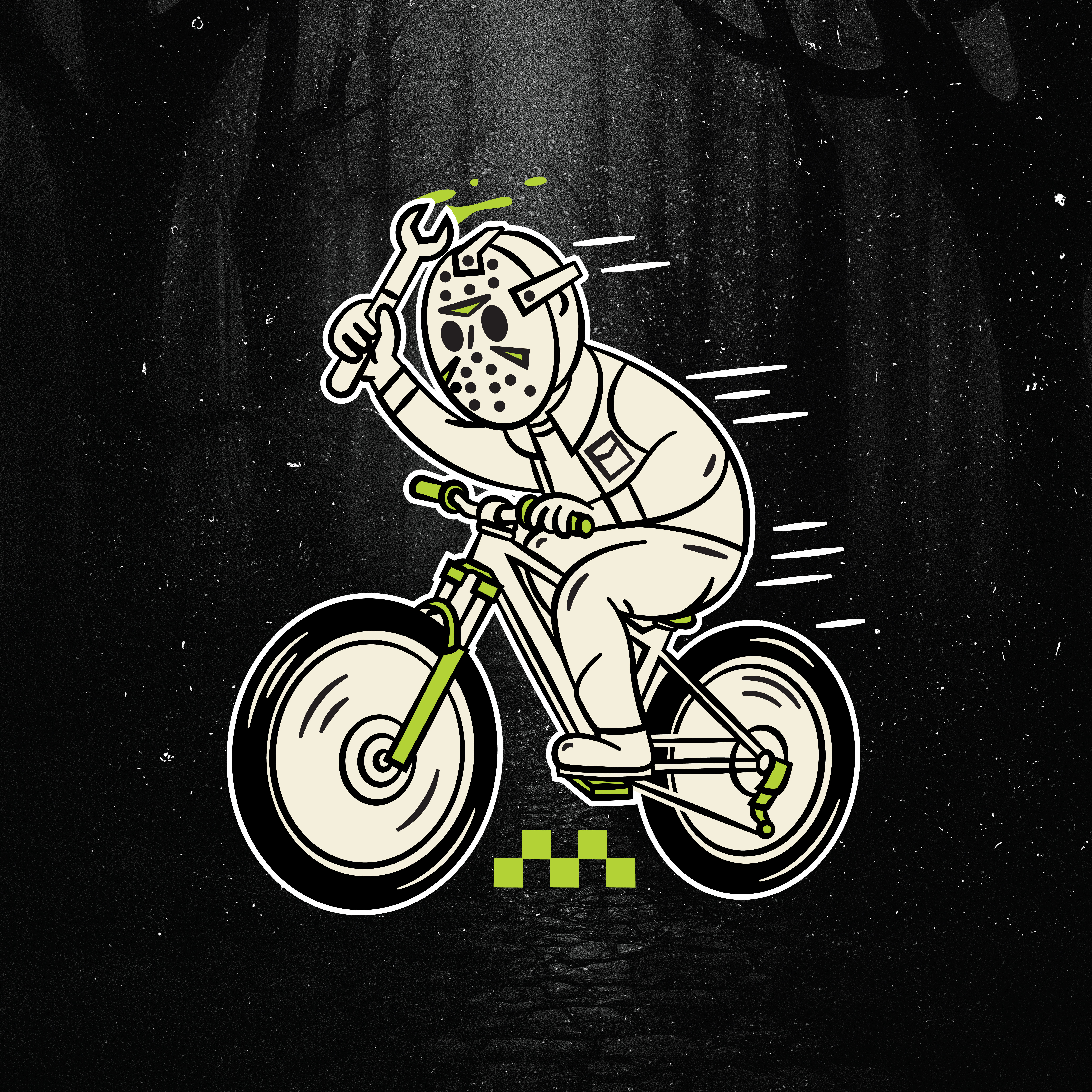 Spooky MTB Race character halloween illustration mountain bike retro