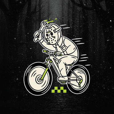 Spooky MTB Race character halloween illustration mountain bike retro