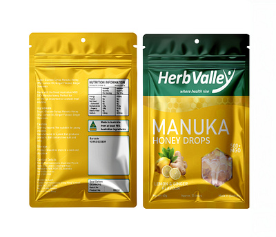 Manuka honey drops pouch packaging design babyfood branding candy candy bar candyshop dry food food packaging food packaging design graphic design honey illustration label label design logo packaging packaging design photoshop pouch pouch design