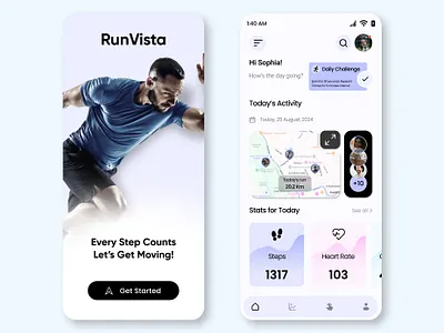 Run Vista App UI Design app design design figma figma design ui ux website design
