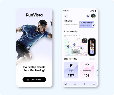 Run Vista App UI Design app design design figma figma design ui ux website design