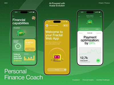 AI-Powered Financial App Design - Fintech Mobile App ai application ai assistant character design finance app finance inspiration finance prototype finance tracker financial analytics fintech mobile app fintech saas gemification mobile app design voice ai voice recognition