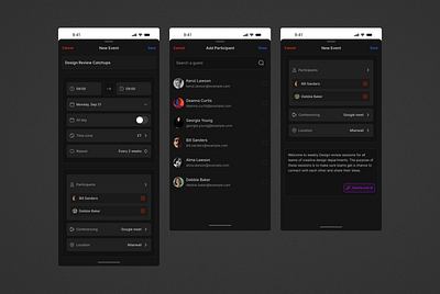 Event App - Dark UI Design app design design figma graphic design ui uiux ux