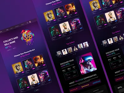 NFT Website Design : landing page badshariaz blockchain buy and sell crypto platform crypto trading cryptocurrency design hero hero section illustration landing page nft nfts nfts sell typography ui ux vector web design website