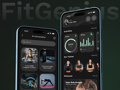 AI Fitness App Design ai app app design artificial intelligence design fitness fitness app fitness app design gym app health health app mobile app mobile app design mobile application mobile ui ui ux workout workout app