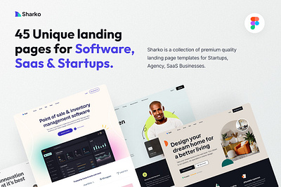 Sharko - Landing Page UI Kit app landing page design kit landing page template mobile landing page product landing saas landing sketch startup landing page software theme web design mockup website design website template