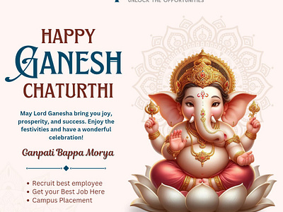 Emploihunt's Ganesh Chaturthi Celebration: Festive Greeting Card branding canvadesign creativedesign designtemplate dribbble festivedesign ganeshchaturthi graphicdesign greetingcard illustration recruitment templatedesign