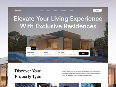 Real estate landing page - Homa app black landing page branding dashboard design furniture furniture landing page futuristic landing page home house illustration landing page landing page design modern landing page property real estate real estate landing page ui web design website design