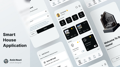 Smart House Application ai automation cleandesign dailywebdesign darktheme designinspiration dribbble homemanagement interactiondesign interface iot machinelearning minimalism mobileappdesign productdesign smartapp smarthome technology uiux uxdesign