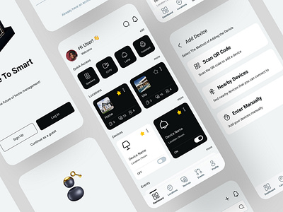 Smart House Application ai automation cleandesign dailywebdesign darktheme designinspiration dribbble homemanagement interactiondesign interface iot machinelearning minimalism mobileappdesign productdesign smartapp smarthome technology uiux uxdesign