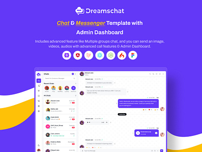 DreamsChat - Messenger & Chat App Template with Dashboard audio chat chat chat ui messenger status stories video chat whatsapp clone