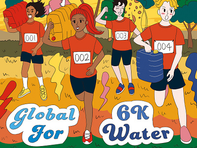 Global for 6k water Illustration africa artwork character drawing graphic design illustration korean marathon run runner running safari sports water