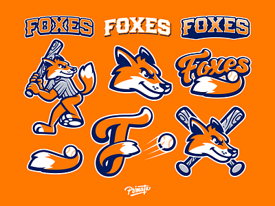 Foxes Baseball Team baseball brand dribbble fox foxes illustration jersey letter logo retro sportlogo tale team vintage