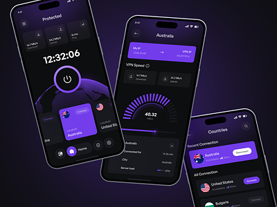 VPN Mobile App app design creative cybersecurity internet security location login minimal mobile app mobile design network privacy proxy security sign up uiux user interface vpn vpn proxy vpn service