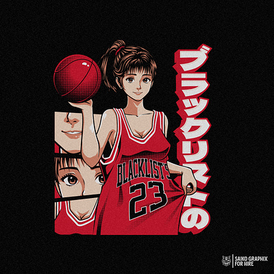 Blacklist Clothing Custom Shirt Design anime basketball custom design haruko illustration shohoku