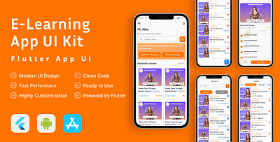 E-Learning App Flutter UI Kit graphic design logo student management ui