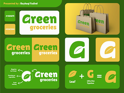 Green Groceries, Grocery Store Logo Concept brand brand design brand identity branding branding identity design graphic graphic design grocery logo illustration logo logo concept logo design mart mart logo vegetable logo