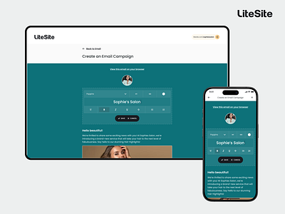 Litesite - Create an Email Campaign creative customization design designer emailcampaign interface litesite responsivedesign ui uidesign uidesigner userexperience userinterface userinterfacedesign ux uxdesign uxdesigner webapp webdesign webdesignder