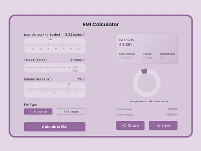 EMI Calculator UI #DailyUI - Day 4 ui