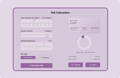 EMI Calculator UI #DailyUI - Day 4 ui