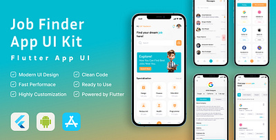 JobFinder App Flutter UI Kit employer app flutter template flutter ui kit job job board job finder job finder app job portal job posting job search job seeker app recruiting recruitment