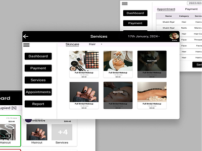 Salon Management System User Interface application booking system dashboard design pos salon ui